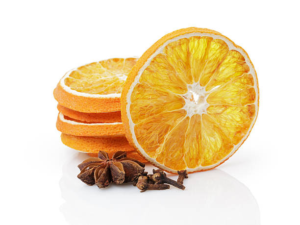 dried orange slices with anise star and cloves