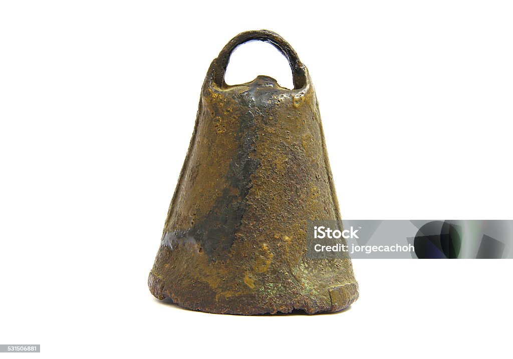 Cowbell On White Background Stock Photo - Download Image Now - Cow Bell,  Bell, Gold Colored - iStock