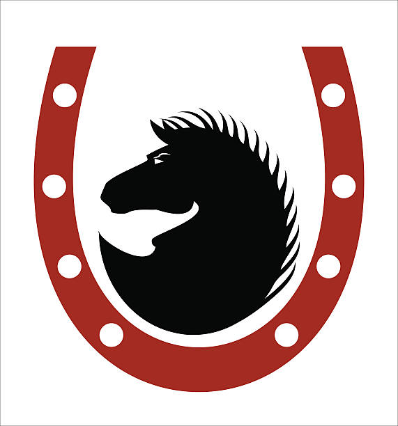 ilustrações de stock, clip art, desenhos animados e ícones de cabeça de cavalo e ferradura. - horseshoe horse illustration and painting creativity