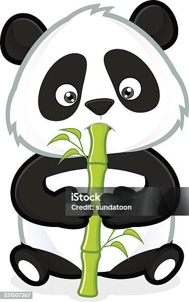 Panda Eating Bamboo Stock Illustration - Download Image Now - Eating, Panda - Animal, 2015