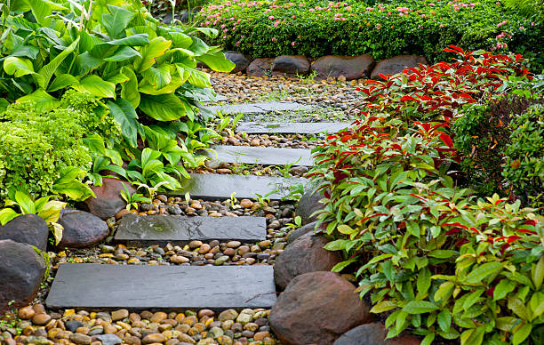 passeio de pedra - stone walkway imagens e fotografias de stock