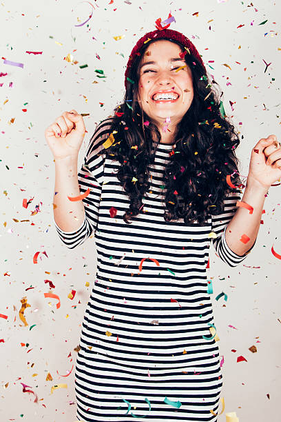 istock Happy party girl with confetti 531508379