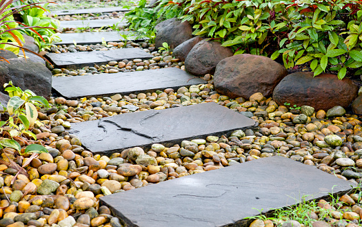 Stone walkway in the rock gardenStone walkway in the rock garden