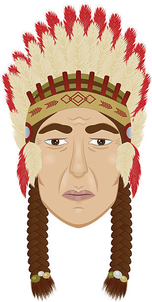 chief image of a brave caique face on isolated background cherokee clip art stock illustrations