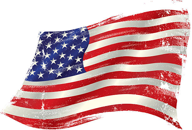 illustrazioni stock, clip art, cartoni animati e icone di tendenza di bandiera del grunge di vincere - american flag flag usa waving
