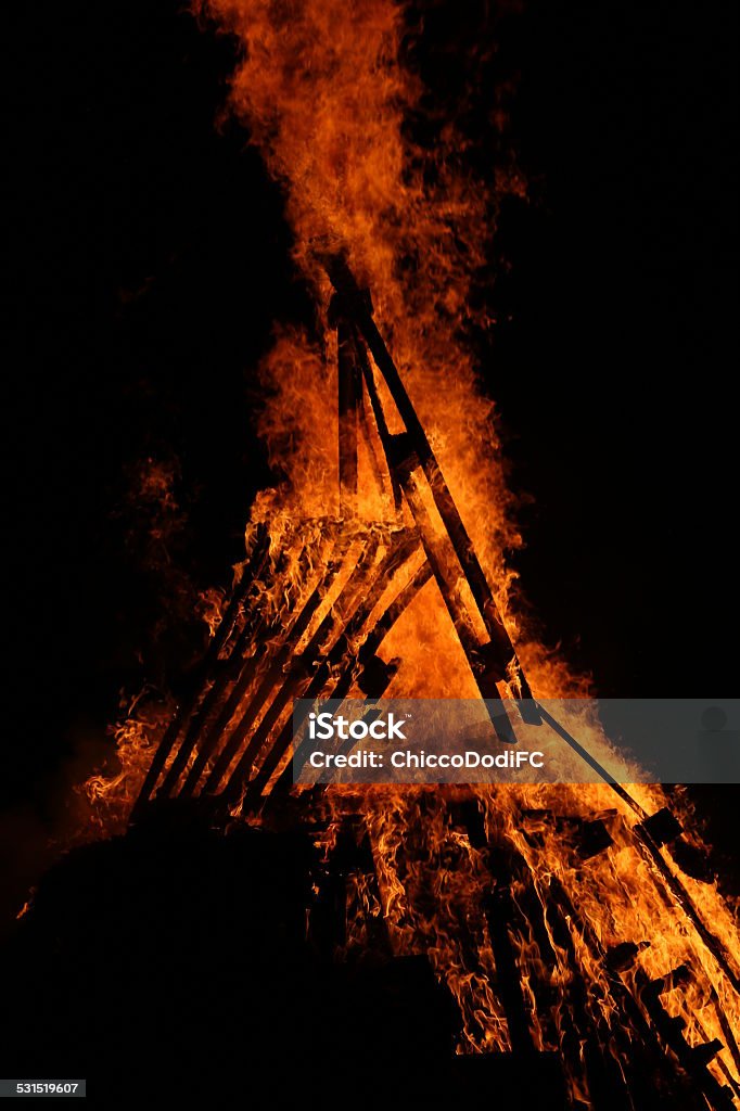 flames of fire during a scary fire of a dwelling 2015 Stock Photo