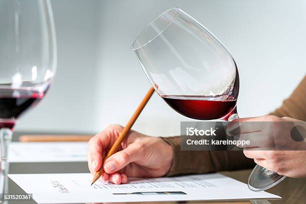 Sommelier Evaluating Red Wine Stock Photo - Download Image Now - Wine, Wine Tasting, Tasting