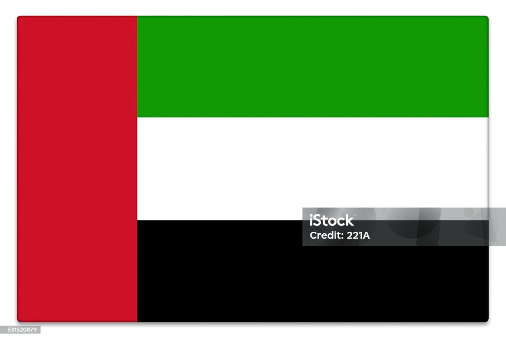 Gloss flag of United Arab Emirates on white Gloss United Arab Emirates flag on white with subtle shadow. 2015 Stock Photo