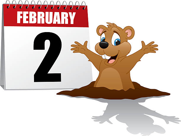 dzień świstaka - groundhog day stock illustrations