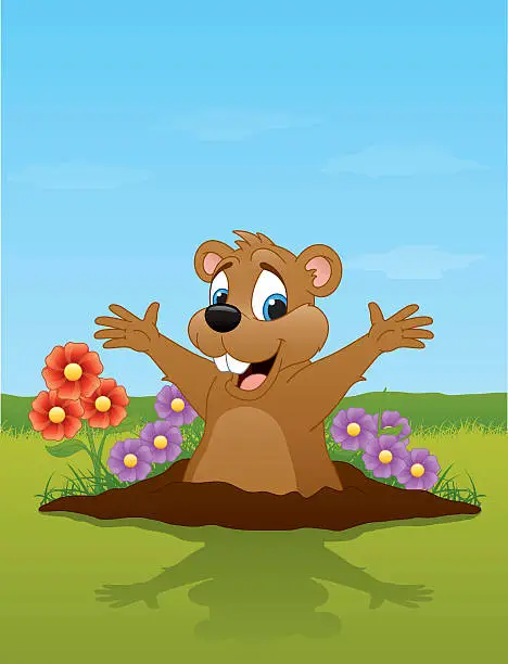 Vector illustration of Groundhog Day