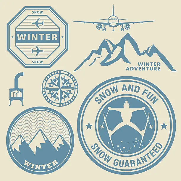 Vector illustration of Winter theme set