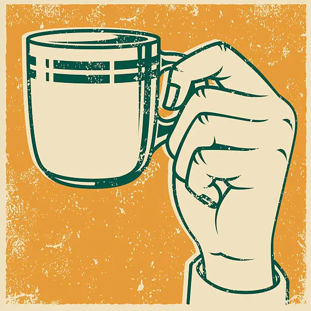 Vector illustration of Retro Screen Print Coffee Mug