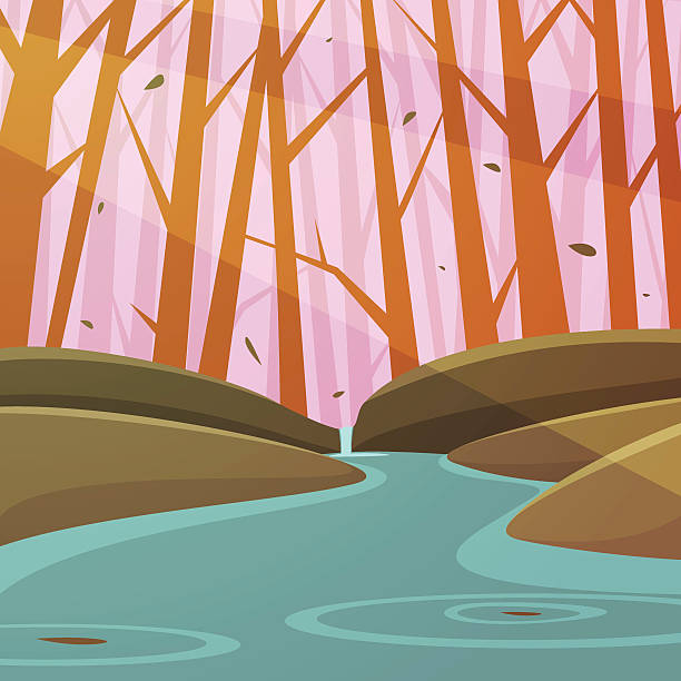 임산 스트림 - woodland stream stock illustrations