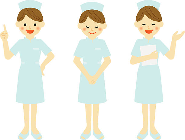 illustrazioni stock, clip art, cartoni animati e icone di tendenza di l'infermiere - nurse standing white background beauty