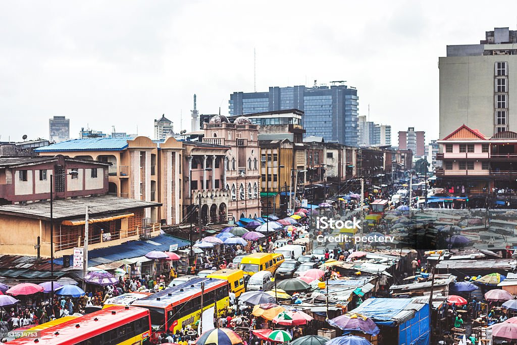 Lagos downtown market streets. Lagos Island's commercial district. Nigeria Stock Photo