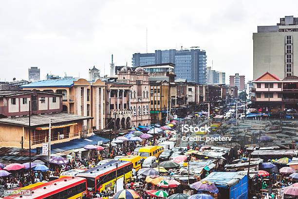 Lagos Downtown Market Streets Stock Photo - Download Image Now - Nigeria, Lagos - Nigeria, Market - Retail Space