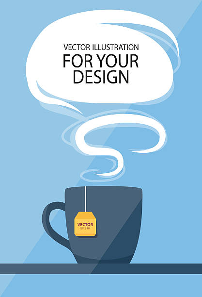 Business lunch concept. Cup of tea with speech balloon Business lunch concept. Cup of tea with speech balloon. coffee break stock illustrations