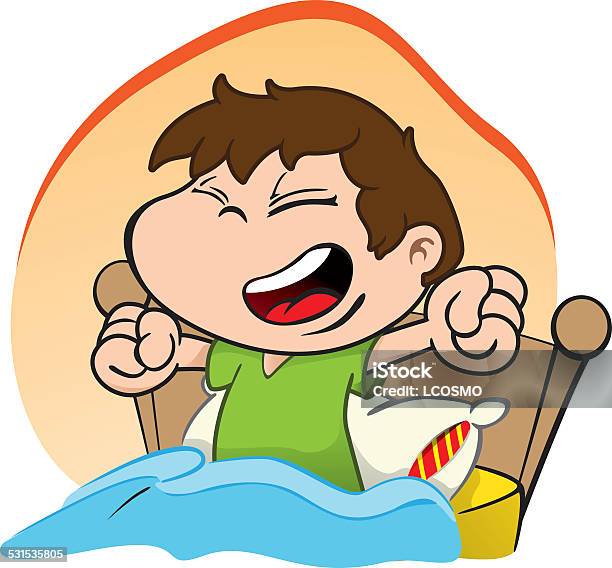 Illustration Is A Child Waking Up And Getting Up Happy Bed Stock Illustration - Download Image Now