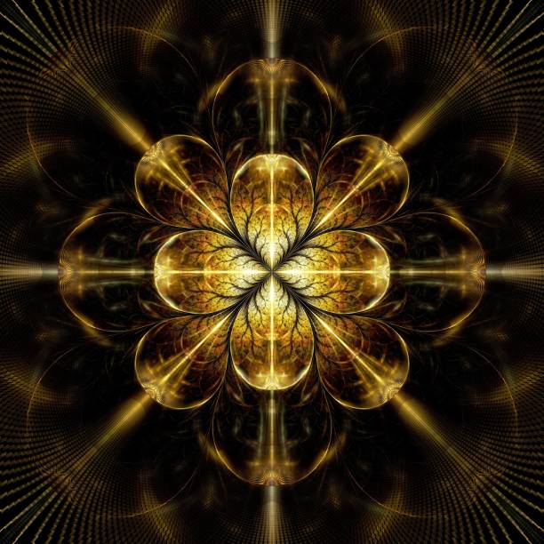 istock Symmetrical fractal flower gold, digital artwork for creative graphic 531536087
