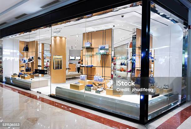 Handbag Retail Fasion Store And Showcase Stock Photo - Download Image Now - Store, Shopping Mall, Glass - Material