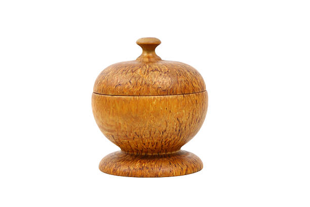 round wooden casket from birch wood to store jewelery