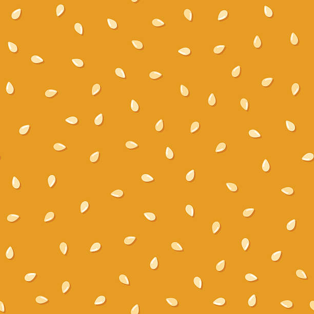 Seamless sesame seeds pattern Seamless sesame seeds pattern on bun. Repeating vector background. sesame stock illustrations