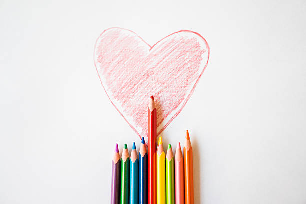 istock Painted red heart on paper 531542550