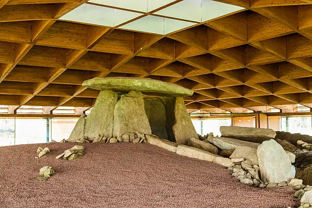 CABANA DE BERGANTINOS, GALICIA, SPAIN - MARCH 27: Dolmen de Dombate, a megalithic dolmen that dates from 3800 BC.