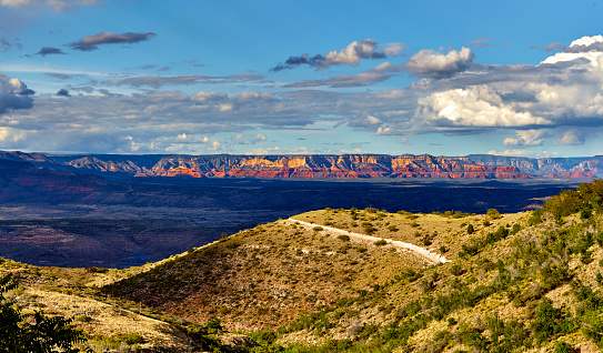 View of red rock mountains in Sedona Arizona  taken from mountaintop in Jerome Arizona