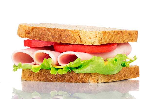 istock Sandwich toast bread for breakfast with ham top view 531548890