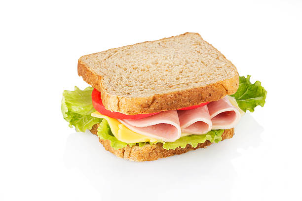 istock Sandwich toast bread for breakfast with ham top view 531549018