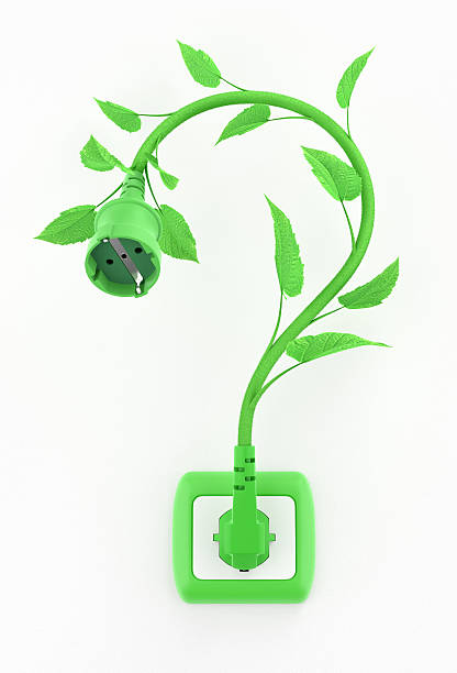 Green Electric Question Mark stock photo