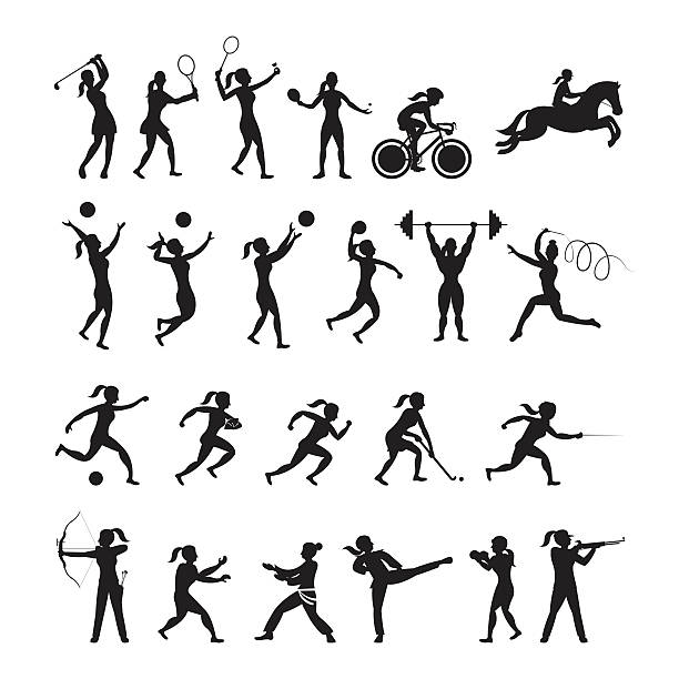 ilustrações, clipart, desenhos animados e ícones de esportes, atletas, mulheres símbolo silhueta de bater - basketball silhouette sport athlete