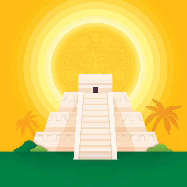 ilustraciones, imágenes clip art, dibujos animados e iconos de stock de las pirámides mayas - mexico the americas ancient past