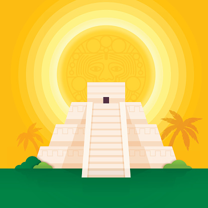Mayan pyramid concept illustration. EPS 10 file. Transparency effects used on highlight elements.