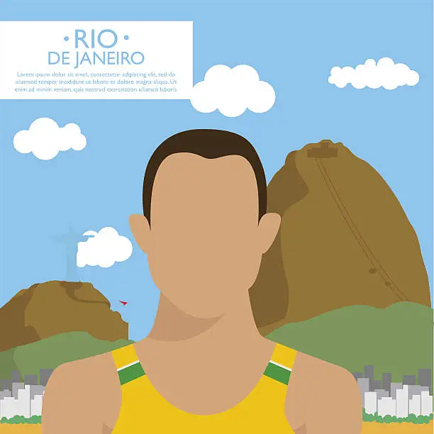 Vector illustration of Happy tourist in Rio de Janeiro, Brazil