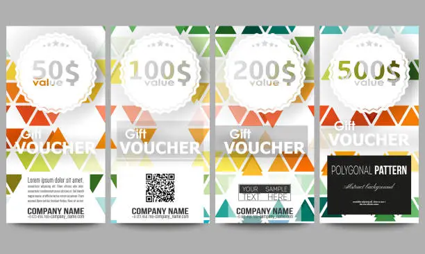 Vector illustration of Set of gift voucher templates. Abstract colorful business background, modern