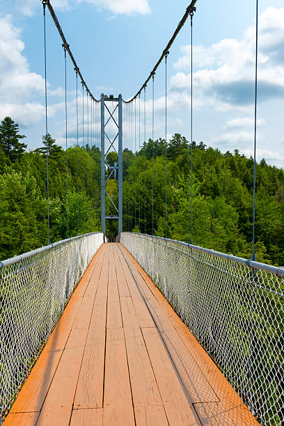 Suspended footbridge stock photo