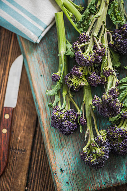 istock Purple broccoli flowers, clean eating 531562128