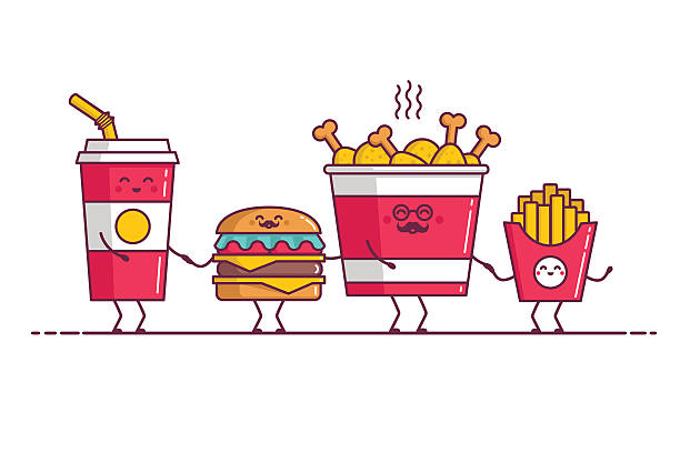 Illustrations Funny Fast Food Stock Illustration - Download Image Now -  Burger, Cheeseburger, Food - iStock