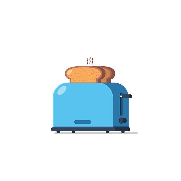 ilustraciones, imágenes clip art, dibujos animados e iconos de stock de tostadora y pan - tostadora