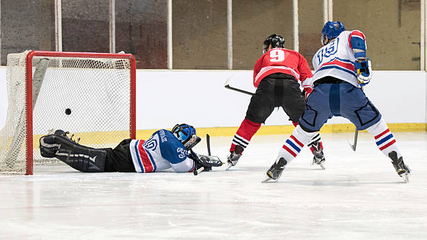 istock Ice hockey players scoring goal 531564102
