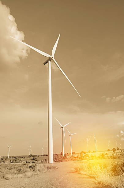 istock wind turbine in vintage tone 531564360