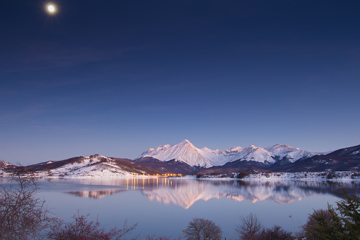Image of winter night in the Campotosto lake