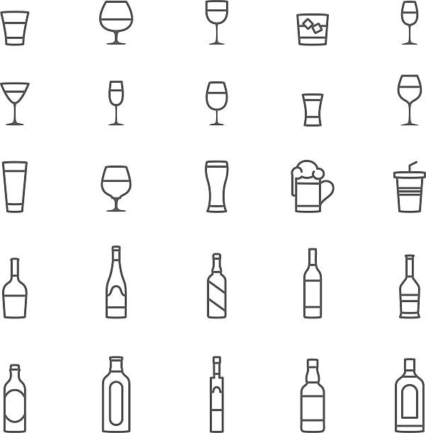 ilustrações de stock, clip art, desenhos animados e ícones de ícones de álcool - garrafa vinho