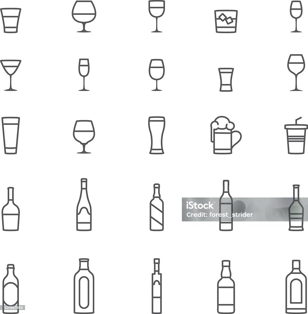 Drinks Icons Drink, alcohol, icon, icon set, cocktail, beer. Icon Symbol stock vector