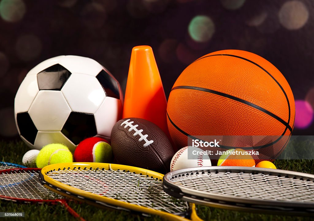 Sports balls with equipment Game, Sports Equipment 2015 Stock Photo