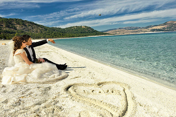 istock Bride and groom on the beach 531570175