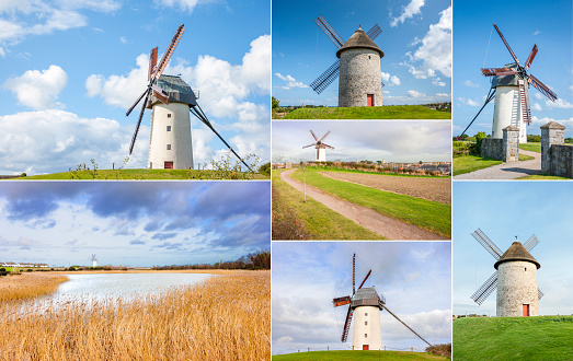 Collage of Rural Scene of Skerries Traditional Old Windmill