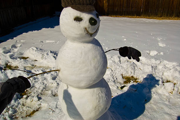 istock Cool snow man in my backyard 531572723